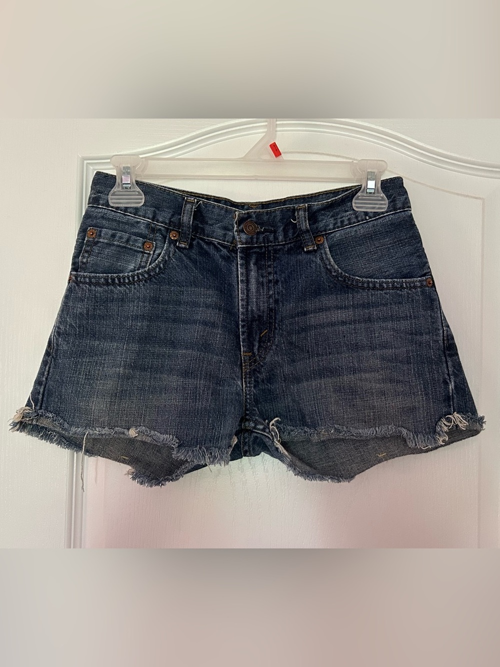 💛 Levi's 505 Dark Wash Distressed Denim Shorts